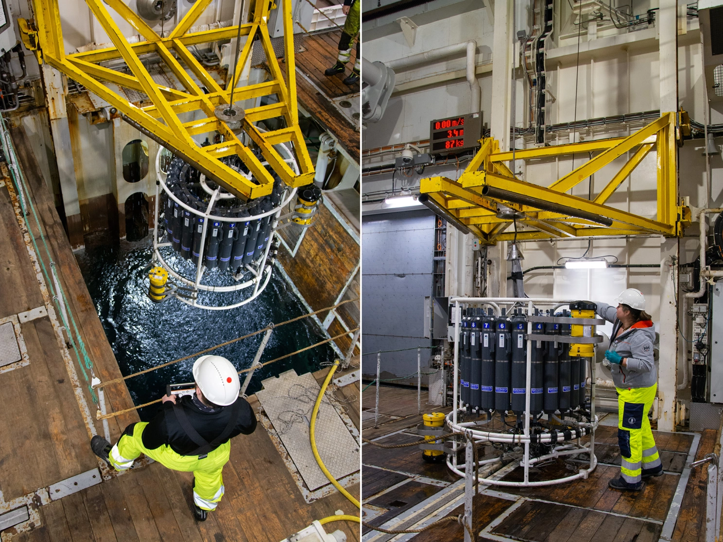 Vannhentekrans om bord på "Kronprins Haakon".